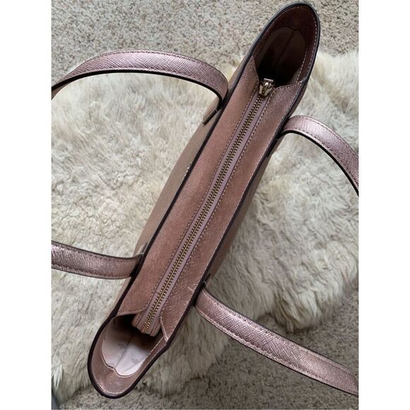 Kate Spade Tinsel Tote‎ Bag in Metallic Saffiano Rose Gold - Picture 7 of 12